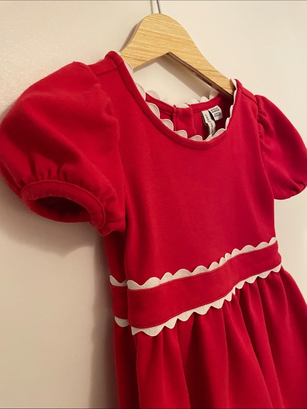 Janie and Jack Girls Red Scalloped Waist Party Dress